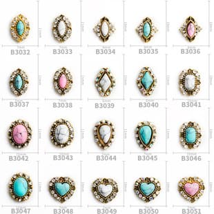 New Japanese Style Nail Art Vintage Metal Pendant Crack Stone Gold Foil Turquoise Natural Marble DIY Nail Drill