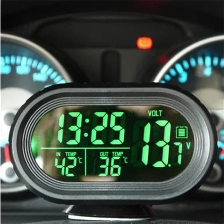 Automotive electronic clock with built-in thermometer, luminous car accessory timepiece