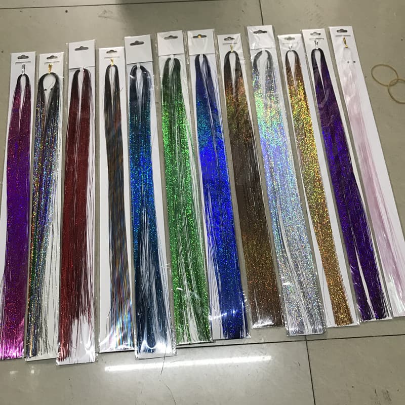 Colorful Thread Hair Extensions Korean Style Colorful Wig Shiny Multicolor Gold Thread Hair Extensions