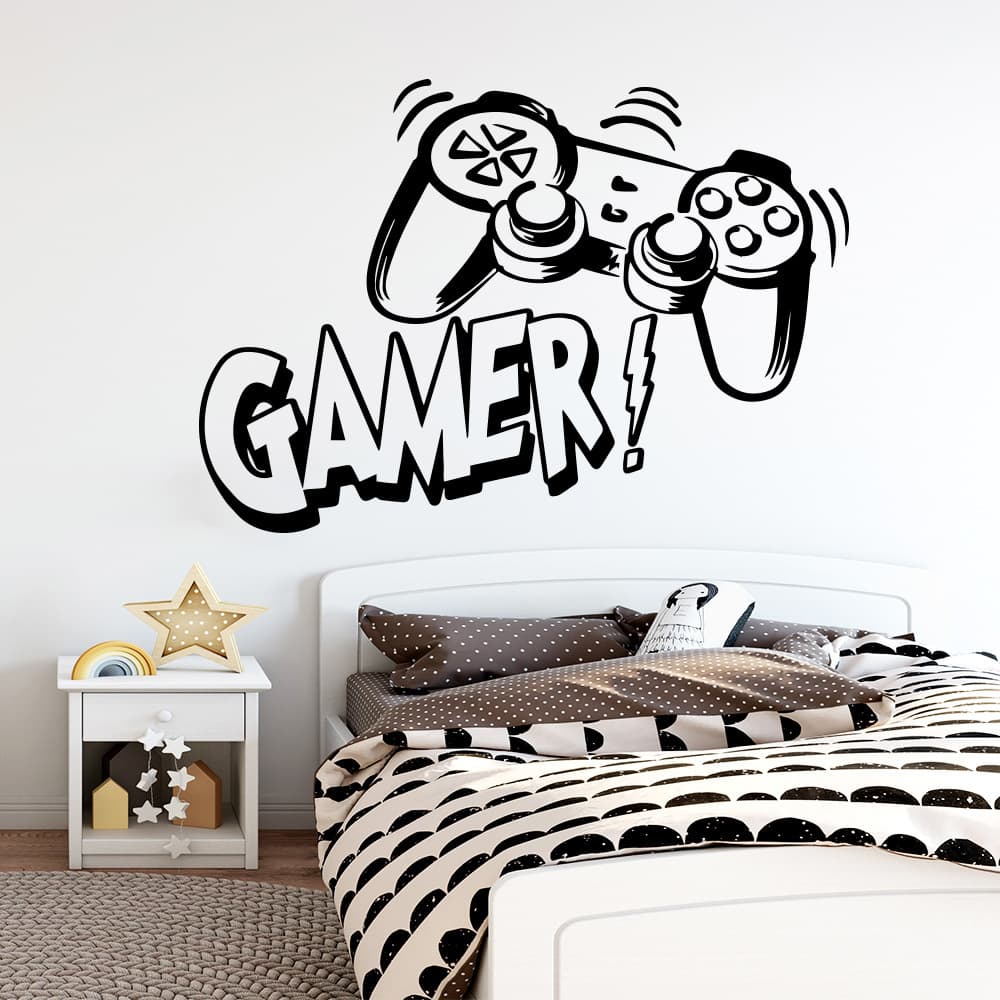 New Cross-Border Cartoon Kids Room Game English Vinyl Wall Sticker GAMER Bedroom Background Wall Decoration KS464