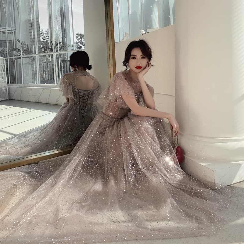 Long Evening Gown Queen Aura Fairy Student Formal Occasion Starry Sky Dress Women Daily Wear Party Hostess