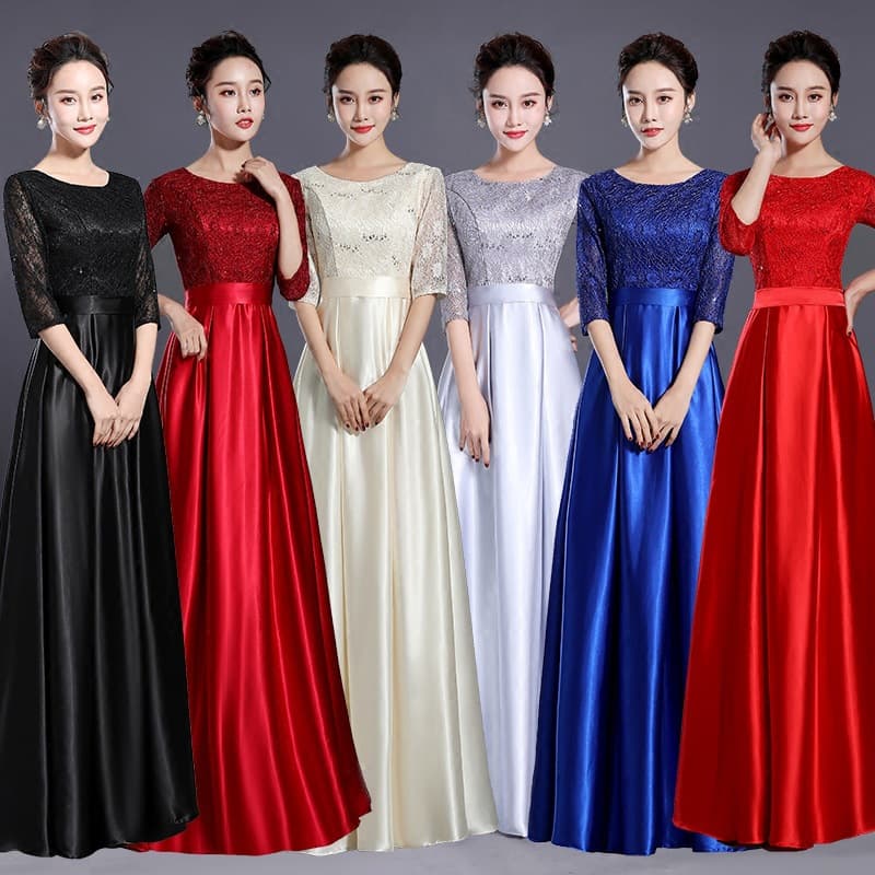 Adult Performance Costume Choir Female Host Long Dress Plus Size Stage Banquet Evening Gown