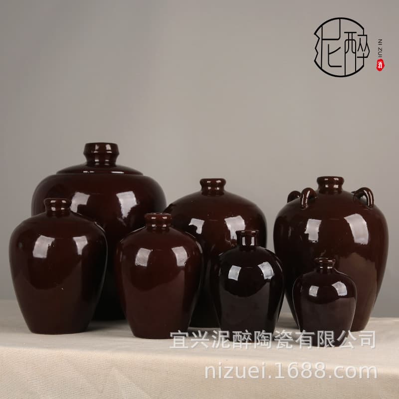 Yixing Earthenware Pot Ceramic Liquor Bottle, Half-Jin to 10-Jin Sizes, Cellaring Wine Jar with Sealed Storage