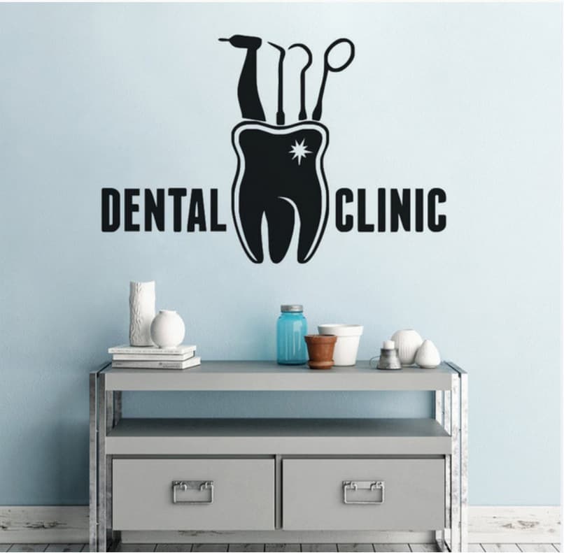 Dental Clinic Dentist Tool Pattern Glass Window Display Wall Sticker
