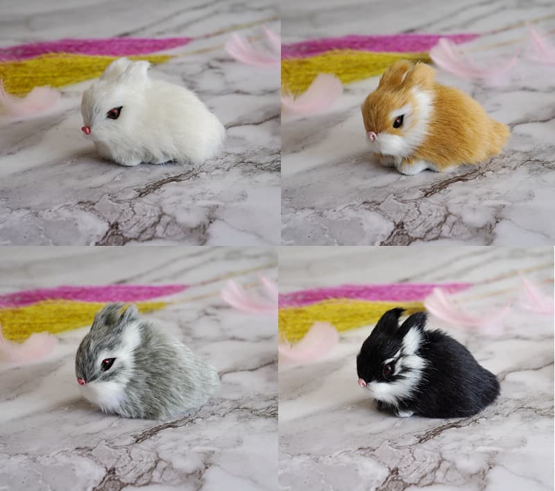 Simulated Rabbit Small Animal Home Craft Ornament Display Christmas Decoration Gift Static Model