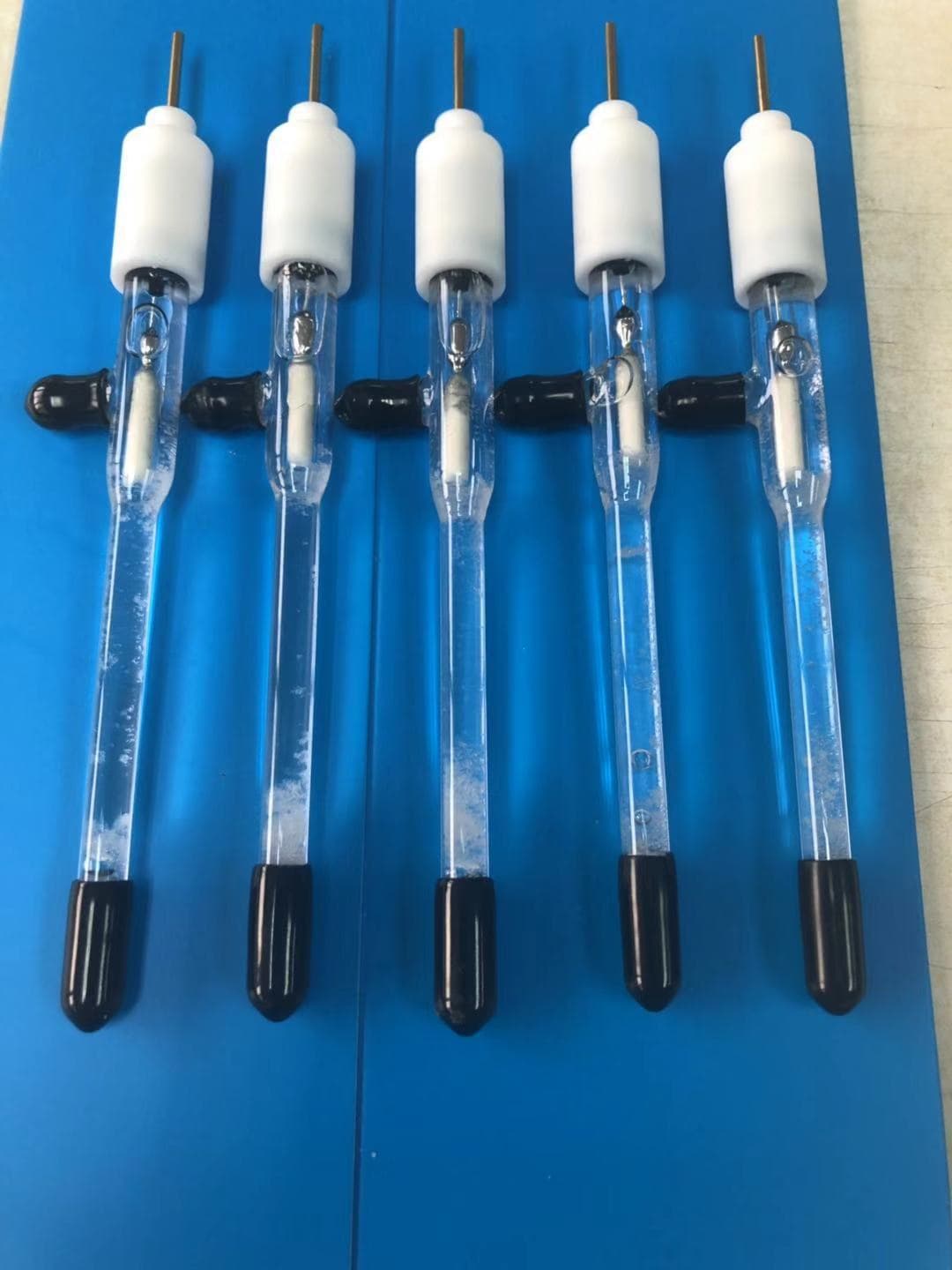 Specially produced laboratory miniature silver-silver chloride reference electrode.