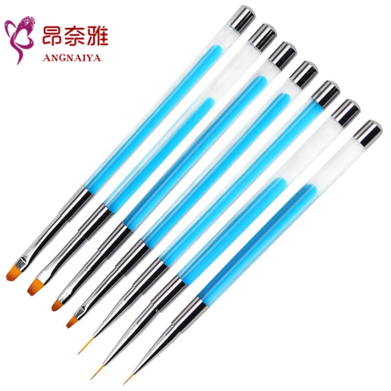Nail Art Pen - Round and Flat Tip for Gel Polish, Line Drawing, and Suspension Blue Liquid Pen