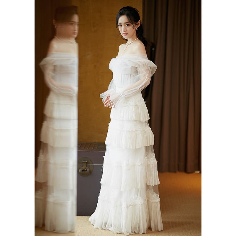 Women's Formal Occasion Dress, Simple and Elegant, Suitable for Daily Wear and Parties, Strapless Long Dress with Fairy Forest Princess Style