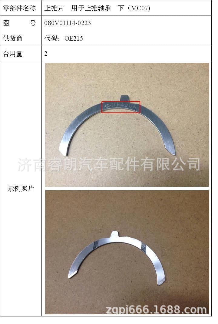 Manufacturer and wholesaler of Sinotruk Howo Shandeka dump truck parts 080V01114-0223 thrust washers