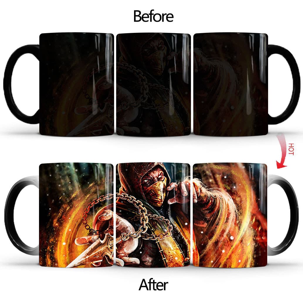 Mortal Kombat XI Mortal Kombat Color Changing Mug Ceramic Thermal Coffee Game Peripheral Water Cup