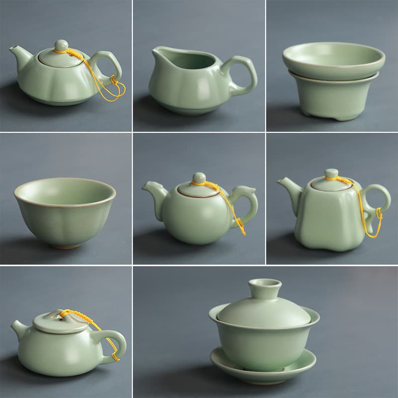 Ru Kiln Ceramic Teapot Ru Ware Tea Set Small Teapot Crackle Ru Porcelain Kung Fu Tea Set Single Cup Teapot Xishi Tea Sea