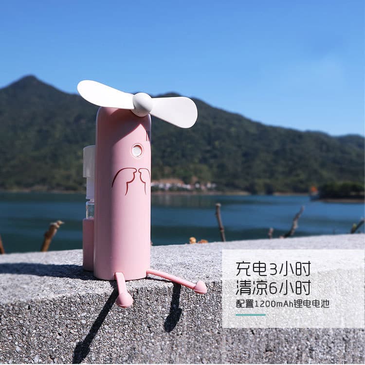 F648 Creative Phone Stand Cartoon Spray Mini Fan Portable USB Fan Outdoor Charging Small Fan