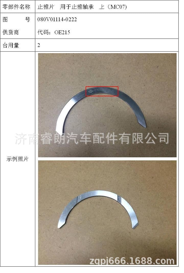 Manufacturer and wholesaler of Sinotruk Howo Shandeka dump truck parts 080V01114-0222 thrust washers