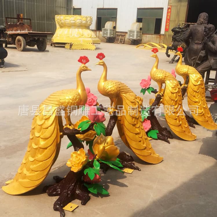 Copper Peacock Displaying Splendor Auspicious Copper Sculpture Landscape Peacock Art Decoration Copper Phoenix Copper Dragon Casting