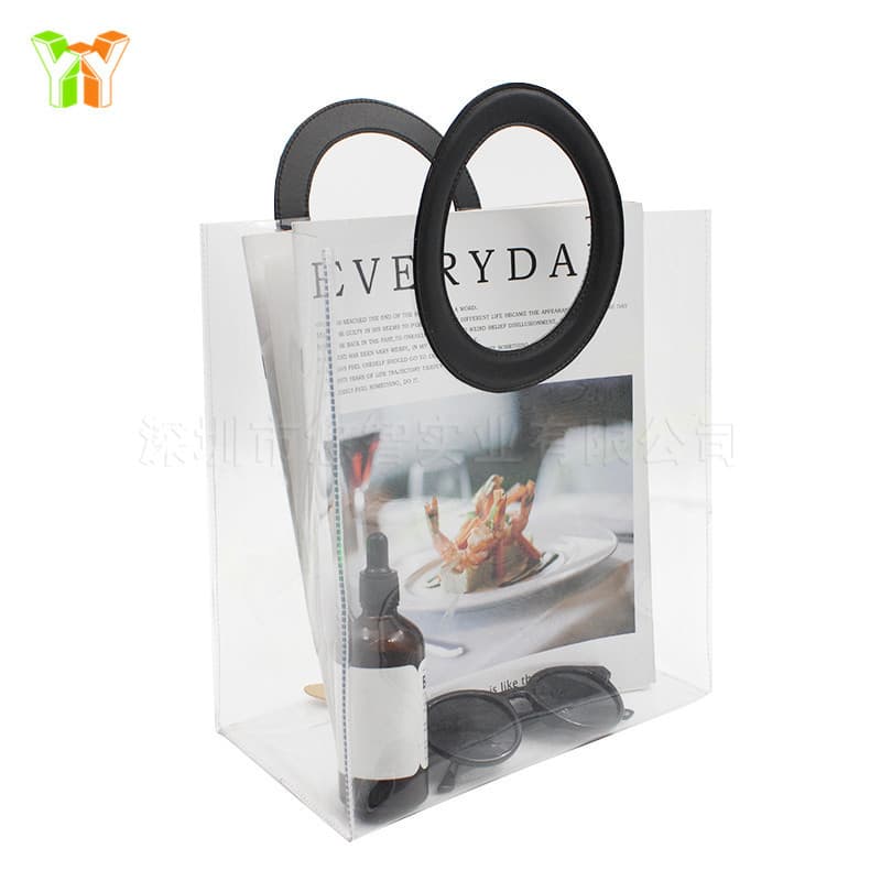 Summer Ins Style Transparent PVC Tote, Eco-Friendly Shopping Bag, Women's Round Handle Transparent Bag