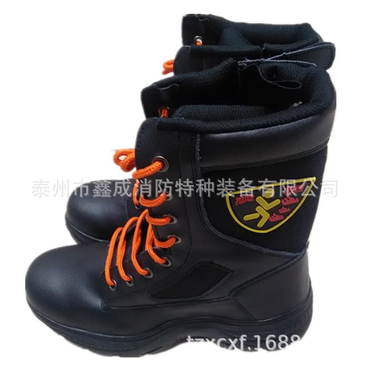 Professional production of rescue boots, with steel toe caps