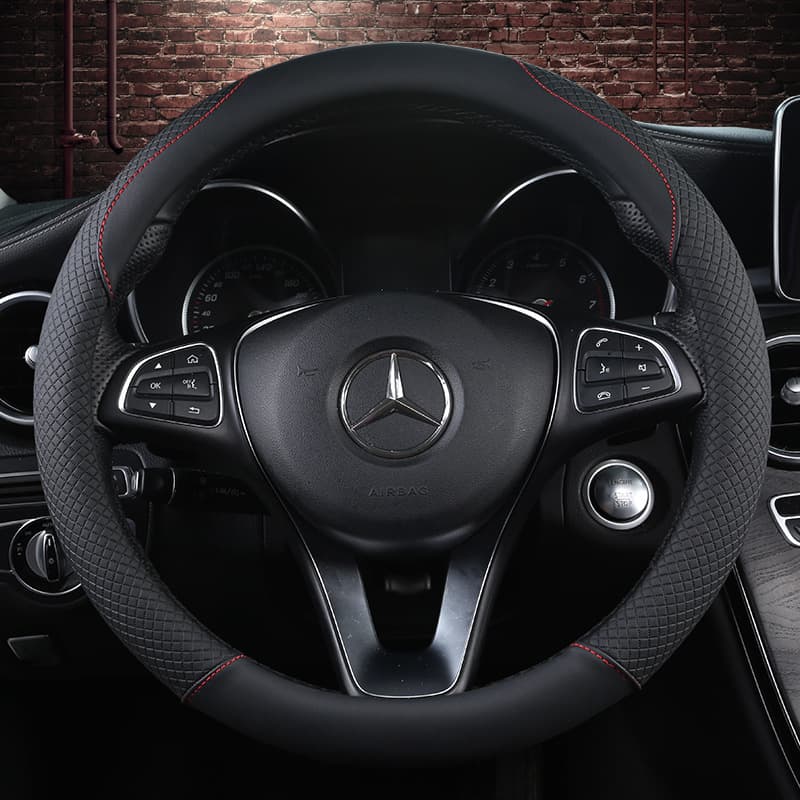 Cross-border Hot Selling Amazon Steering Wheel Microfiber Leather Car Handle Cover Car Steering Wheel Cover Four Seasons Universal Car Handle Cover