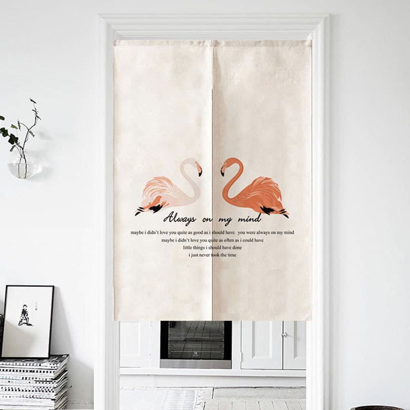 Nordic Simple Door Curtain Partition, Modern Living Room Decorative Cotton Linen Fabric Kitchen Bedroom Curtain