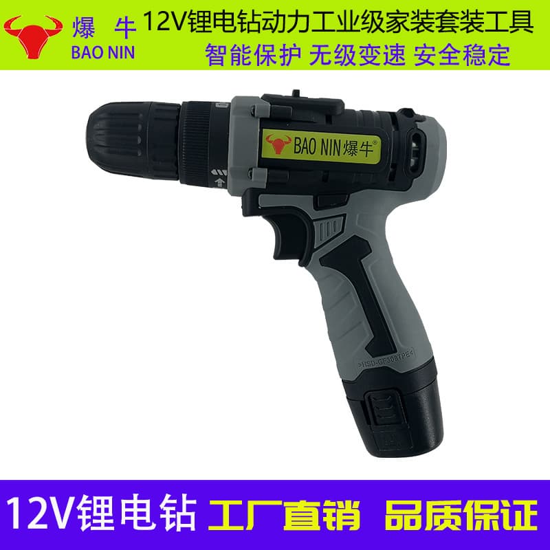 Baoniu Hand Drill 12V Lithium Battery Cordless Drill Home Use Rechargeable Pistol Grip Electric Screwdriver Drill Set