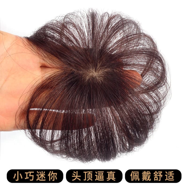 Women's Hair Loss Top Piece Real Hair Wig Transparent Seamless Hair Extension Cover Grey Hair Piece Hair Replacement Block