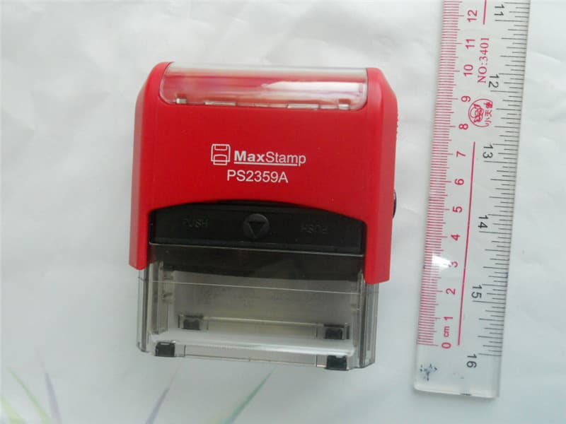 MAX Gibson Stamp, Lightweight Text Self-Inking Stamp A2359, Rectangular Text Customization