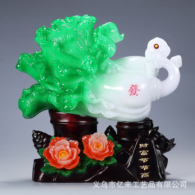 Resin Wealthy Cabbage Ornament Handmade Plant Style Decorative Item for Home Living Room Hotel Check-Out Counter Craft Wholesale