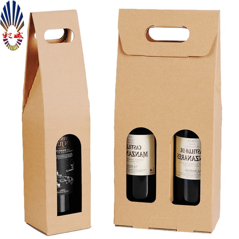 Kraft Paper Corrugated Wine Box Double Bottle Red Wine Gift Box Handled Wine Gift Box Universal Red Wine Packaging