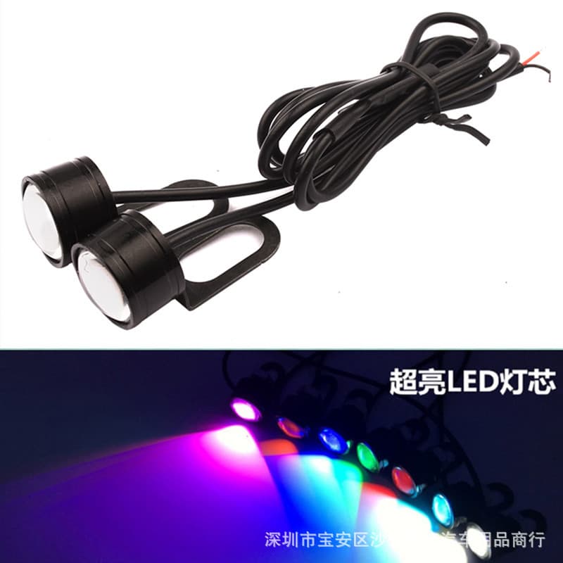 Motorcycle LED Mirror Light Eagle Eye Light Ghost Fire Colorful Light Modification Light Scooter Head Flashing Rogue Light