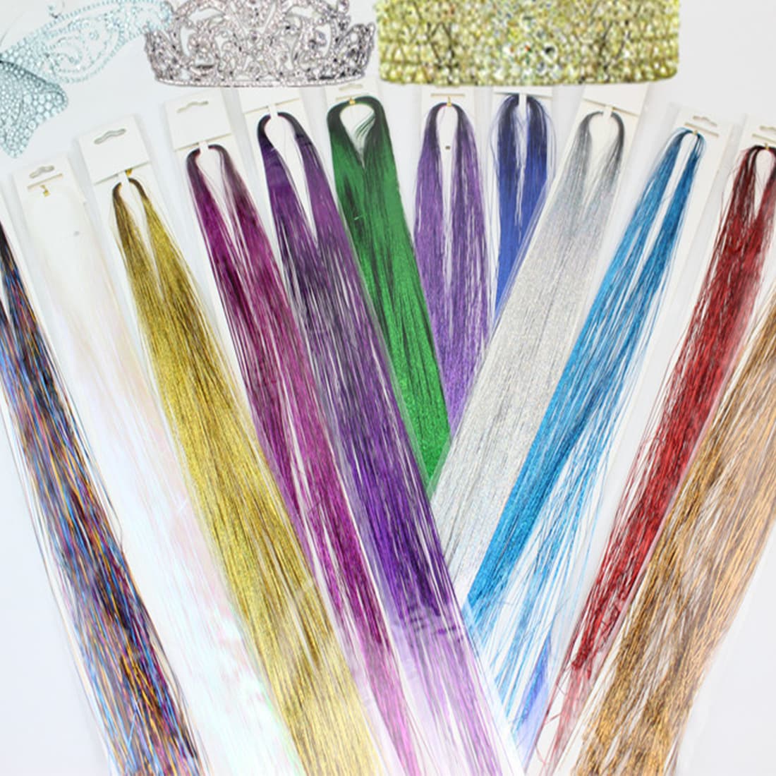 150 colored wigs, seamless hair extensions, wigs for women, highlighted laser hair extensions, golden wires, colorful strips of hair