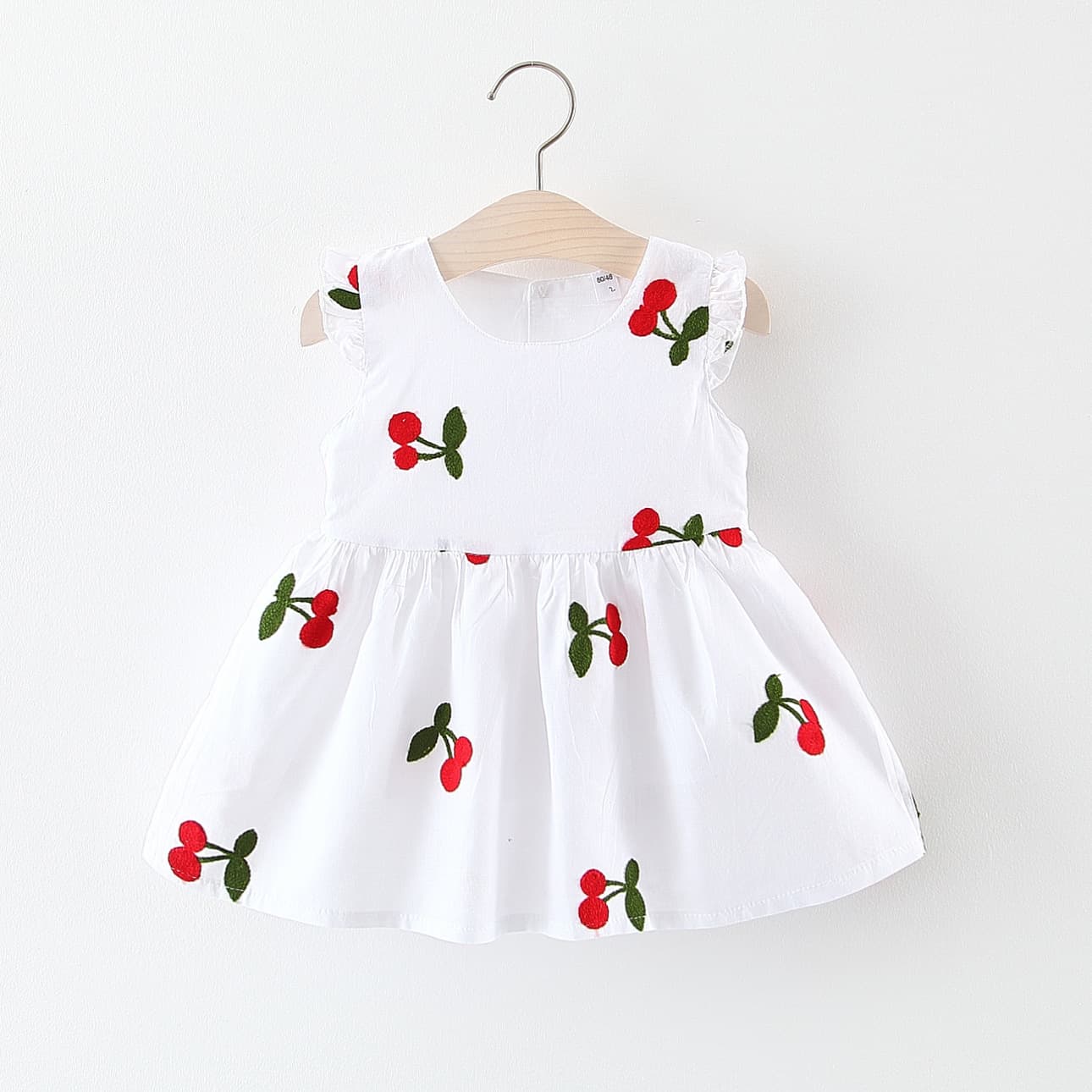 Summer children's skirt wholesale Korean style solid color full body small cherry embroidered dress sleeveless girls skirt baby