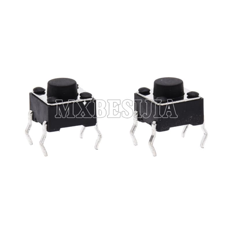 6*6*5H tactile switch, plug-in micro switch, 6X6X5H, 4-pin straight-through, copper pin.