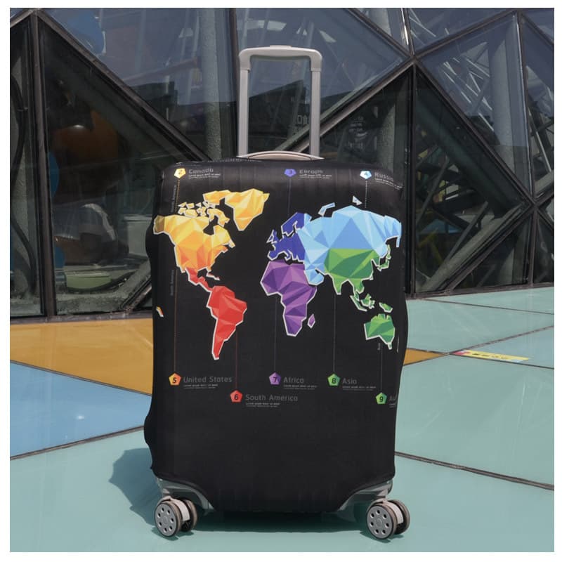 Elastic Suitcase Cover, Luggage Dust Protector Bag with Map Pattern, 24/28/30 Inch, Drop Shipping Available