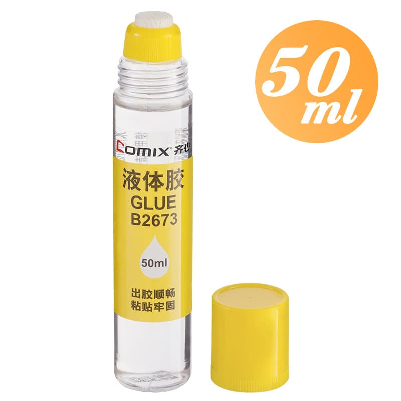 Qixin B2673 Office Liquid Glue Student Handmade Glue Transparent 50ml Sponge Head Glue Stationery Glue