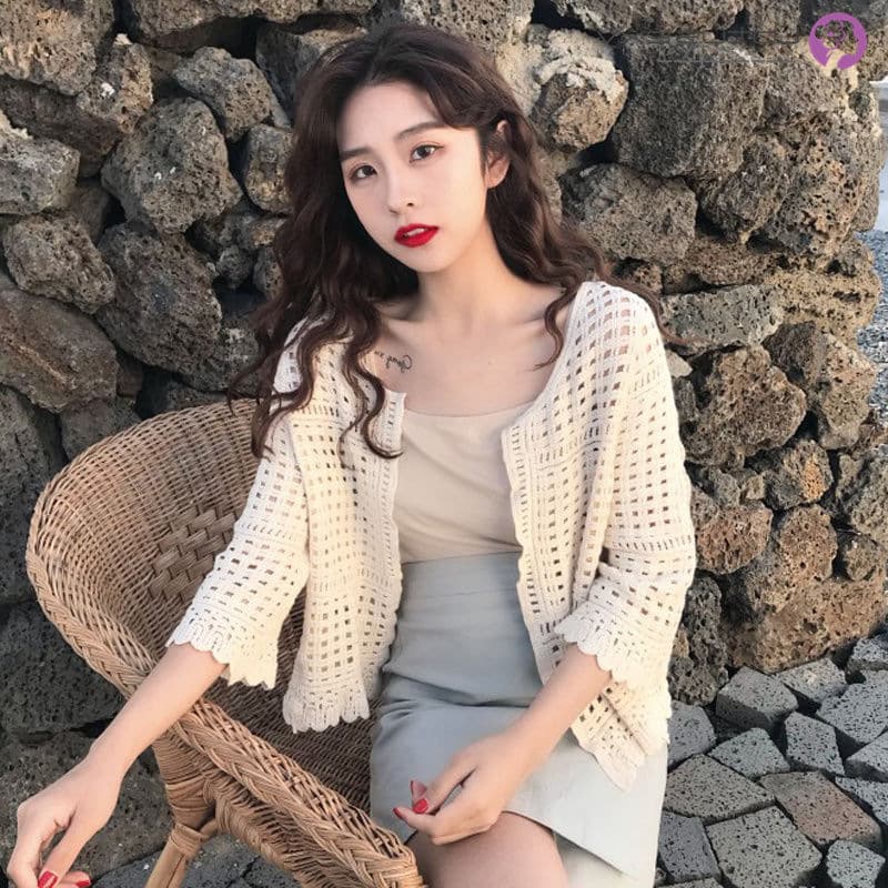 Summer 2020 Shawl Cardigan Outerwear Women's Short Knit Openwork Sun Protection Thin Jacket