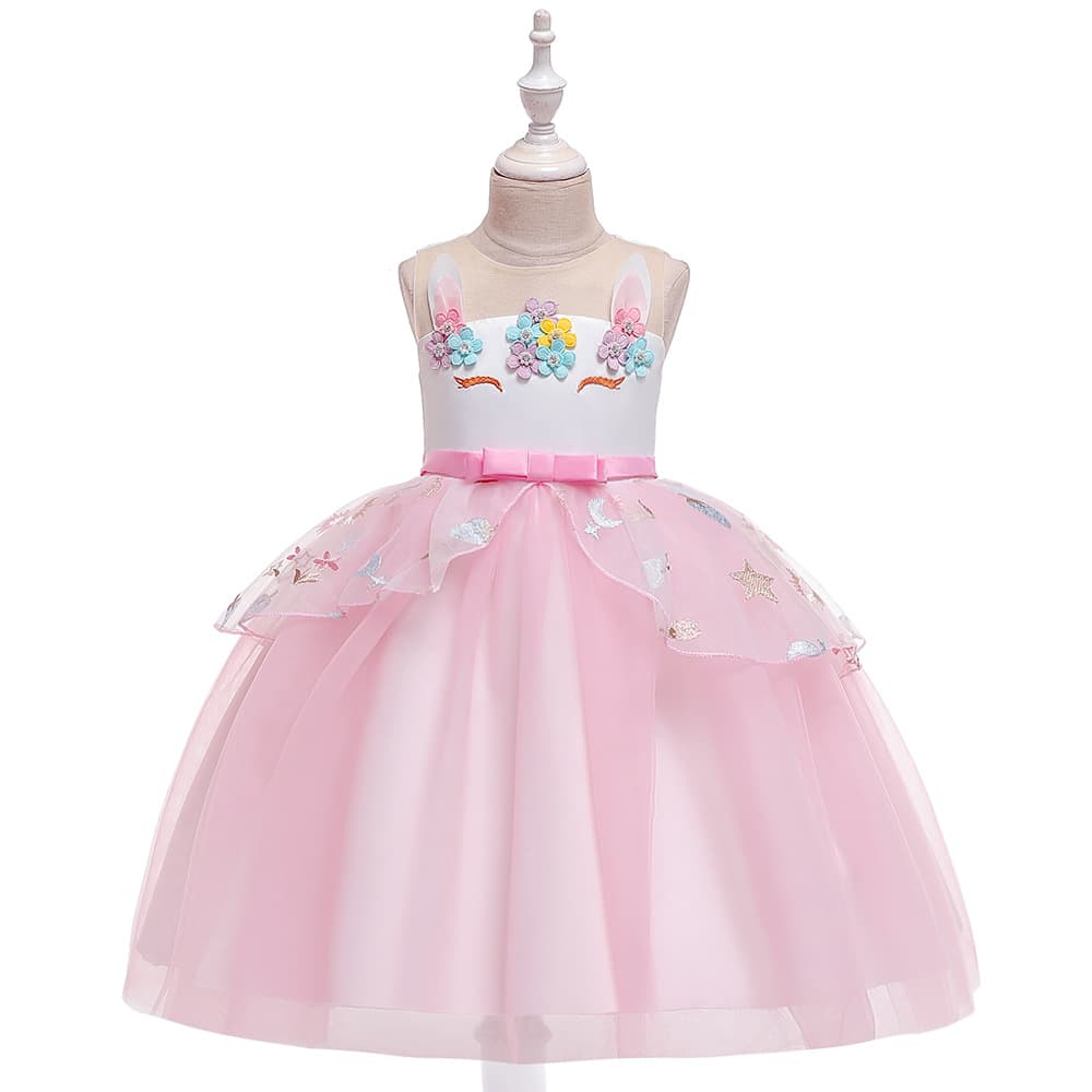 Children's Princess Dress Unicorn Girl Dress Wedding Dress Performance Costume Wholesale Cute Butterfly Knot Net Gown