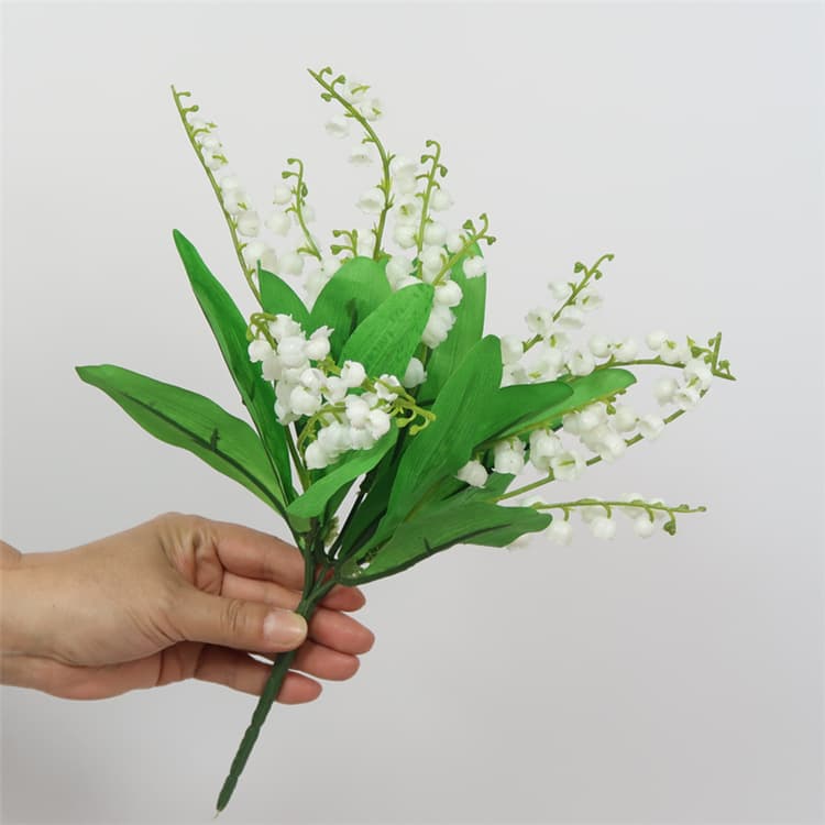 Fresh and delicate single-stem lily of the valley bouquet, bridal bouquet, DIY handmade accessory, home table flower decoration, plastic artificial flower.