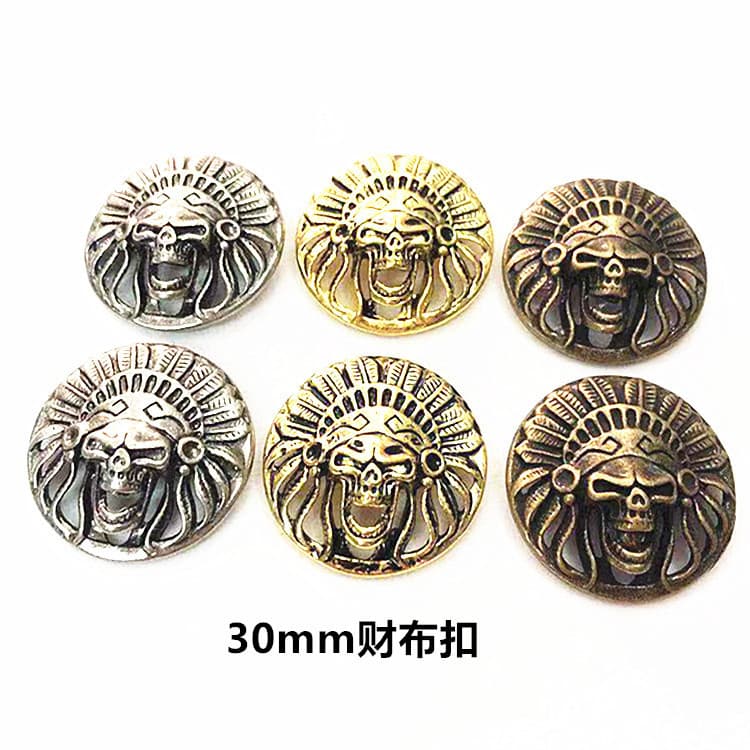 Wholesale Ghost Head Buckle Wheel Head Purse Buckle Handmade DIY Leather Accessories Decorative Buckle Screw Buckle Cowhide Bag Buckle