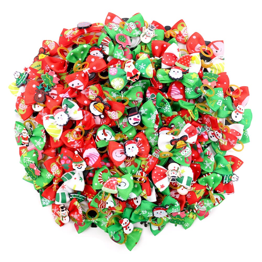 Amazon New Arrival Christmas Pet Hair Ties with Elastic Bands for Teddy Dogs, Wholesale in Stock
