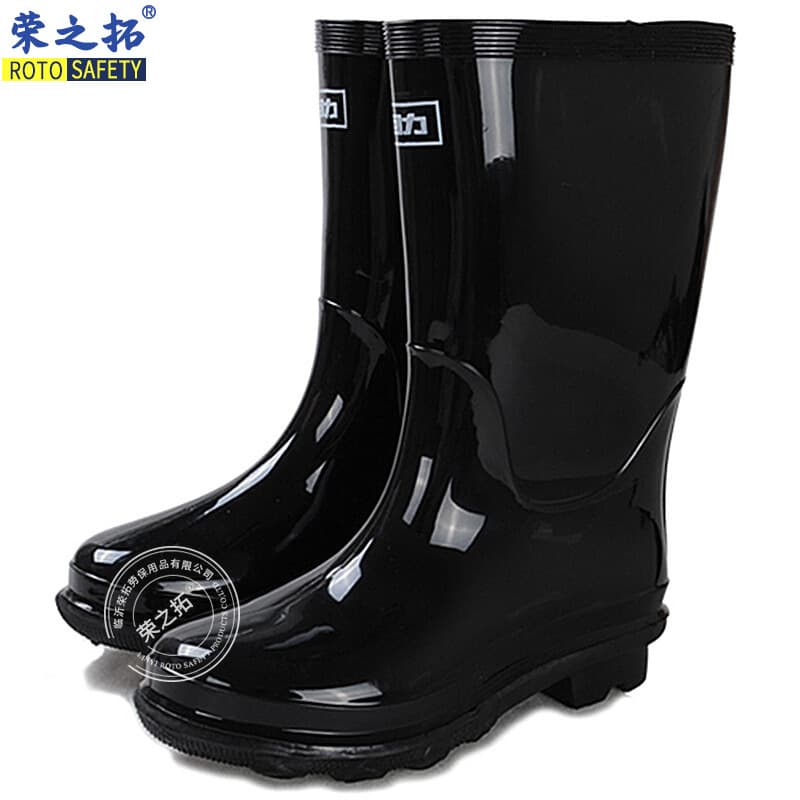 Genuine Shanghai Warrior 818 Rain Boots, Men's Anti-Slip Durable Thick Rubber Black Labor Protection Water Shoes