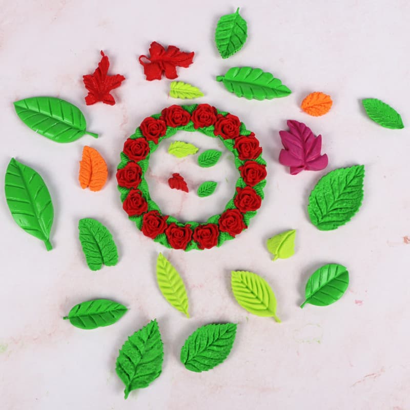 Fondant Mold with Realistic Rose Texture, Leaf Cake Fondant Mold, Wreath Silicone Cake Mold, Chocolate Mold