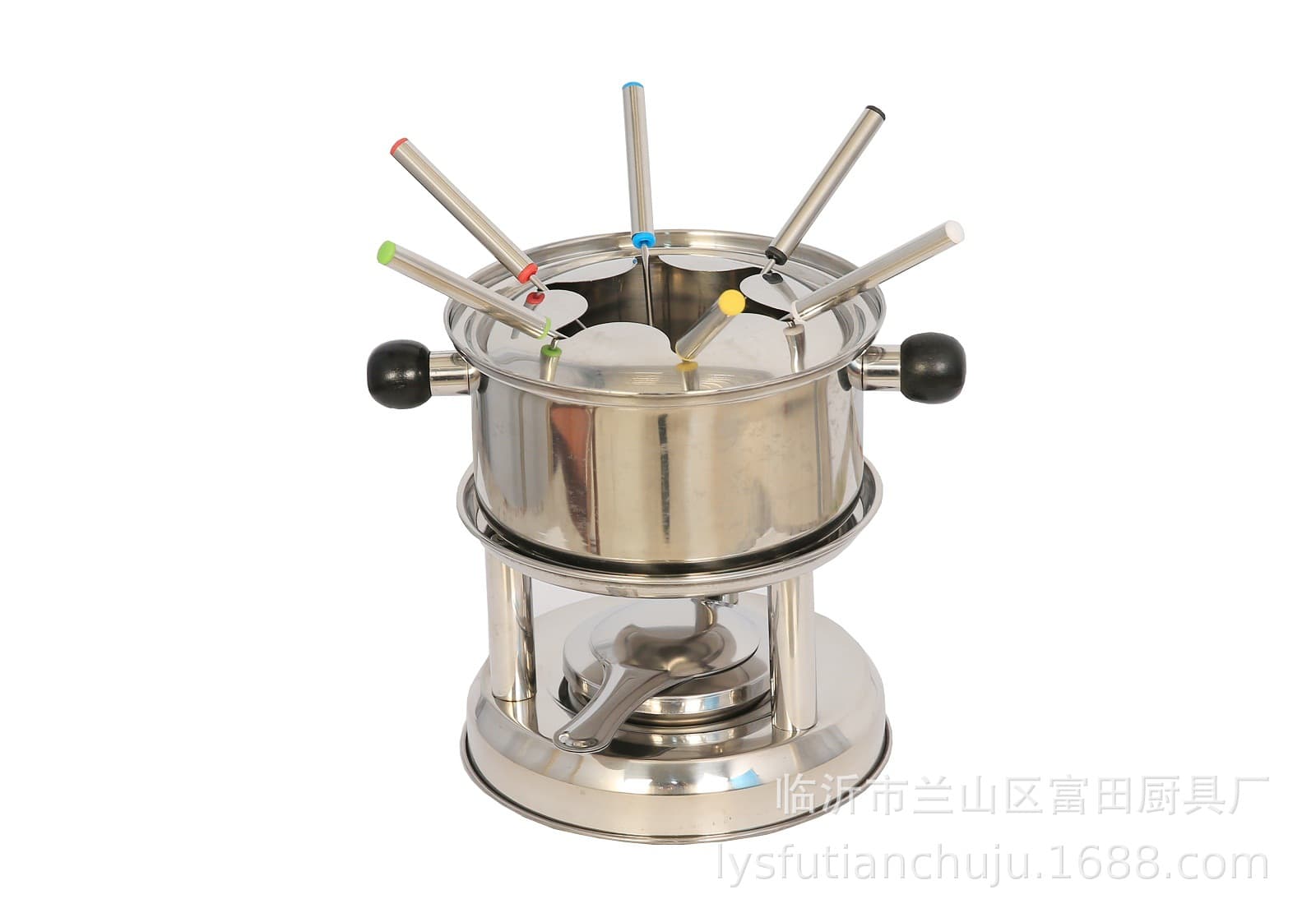 Stainless Steel Chocolate Fondue Set for Six People, Multi-Person Self-Serve Chocolate Cheese Fondue Pot, Uncoated Pot