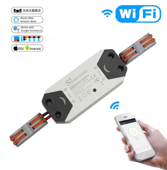 WiFi smart switch, remote control via mobile phone, wireless control with convenient connector.
