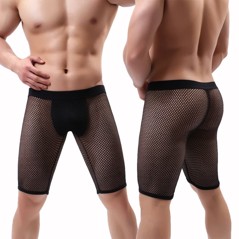 Wholesale Men's Underpants Large Mesh Boxer Extended Anti-Wear Leg Sports 5-Piece Briefs Fitness Track Field Pants Export 1st