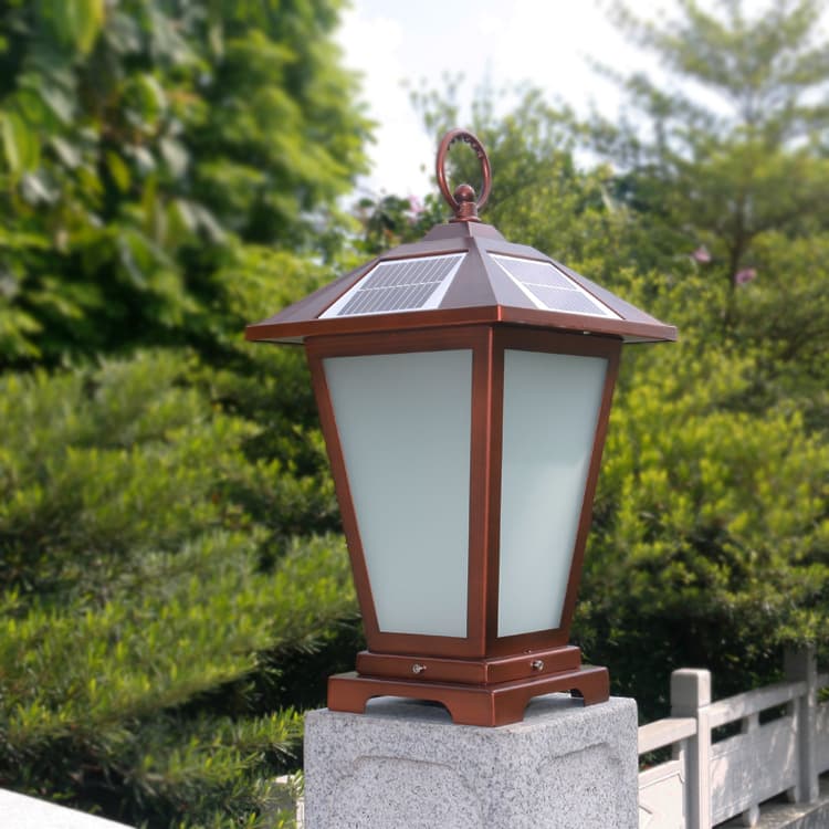 Zhongshan Solar Chinese-Style Post Top Light Remote Control Waterproof Vintage Wall Light Outdoor Solar Light Wholesale Lighting Fixtures