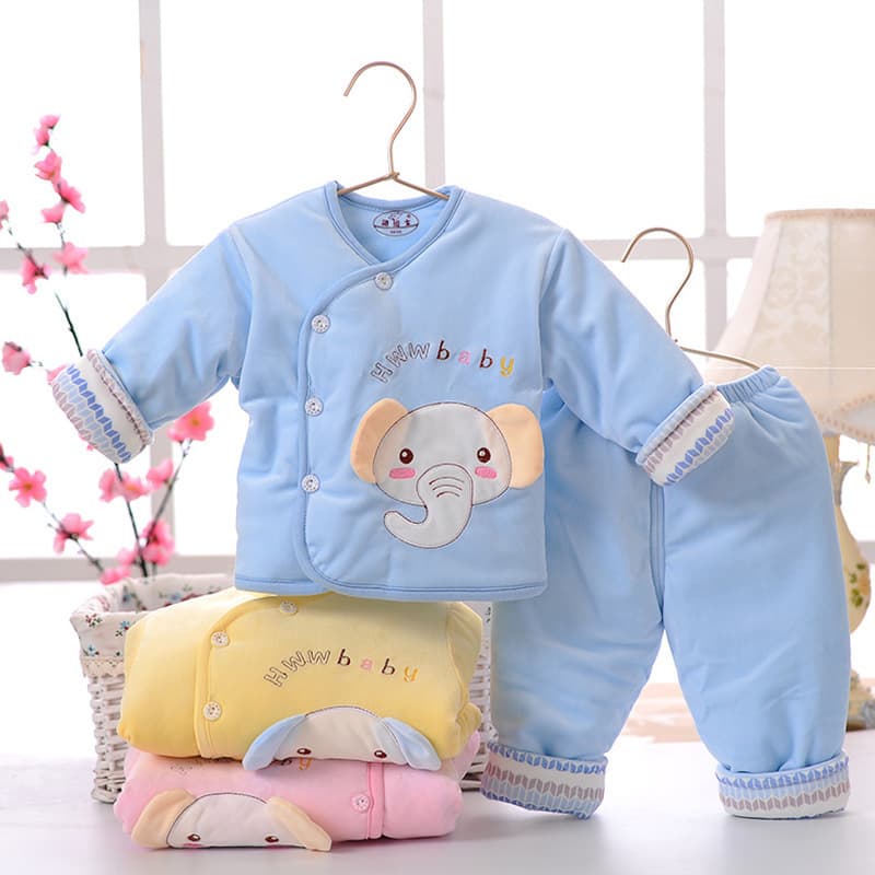 Newborn Baby Clothes Set Thickened Boys and Girls Cotton Clothes Autumn Winter Newborn Baby Crystal Velvet Cotton Clothes