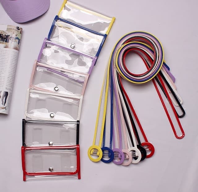 Korean Style Patent Trim Transparent PVC Waist Bag/Belt Dual-Use, Women's Fashion Versatile New, 7 Colors Available