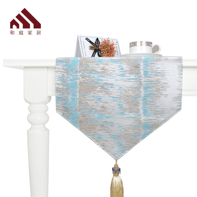 New Chinese Style Table Flag High-End Hotel Restaurant Side Cabinet Tea Table Cloth Long Table Towel Bed Tail Towel Cotton-Polyester Blend