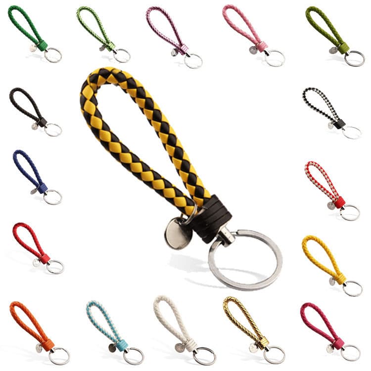 Braided leather rope keychain handmade braided rope car leather rope event gift creative handmade wholesale