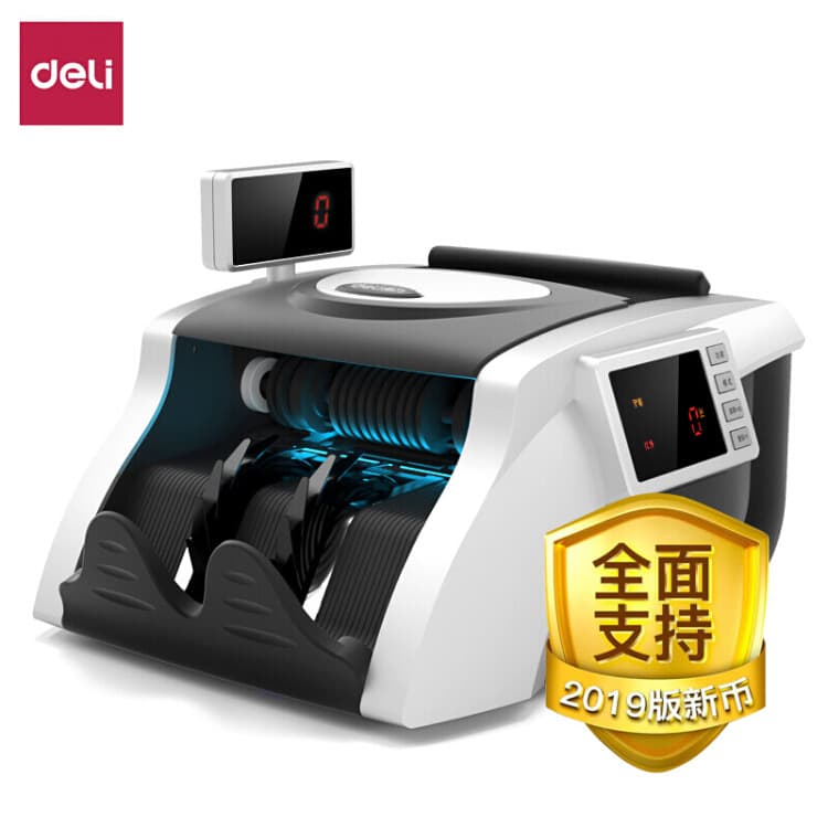 Deli 2019 New Version RMB Currency Counting Machine Currency Detector Bank Dedicated Full Intelligent Dual Screen 3908S