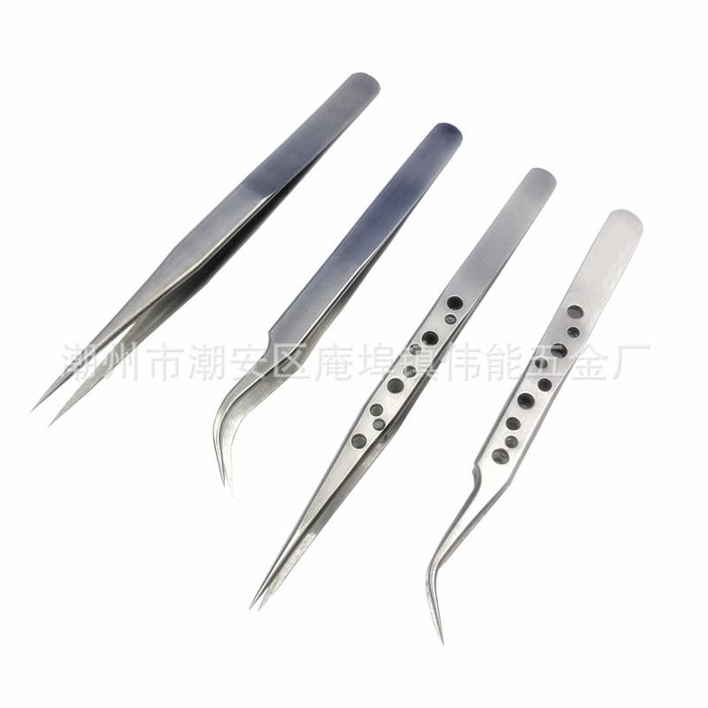 tweezers Nine-Hole Pointed Tweezers, Curved Tweezers for Repair, Stainless Steel Precision Tweezers for Eyelash Extensions and Nail Art